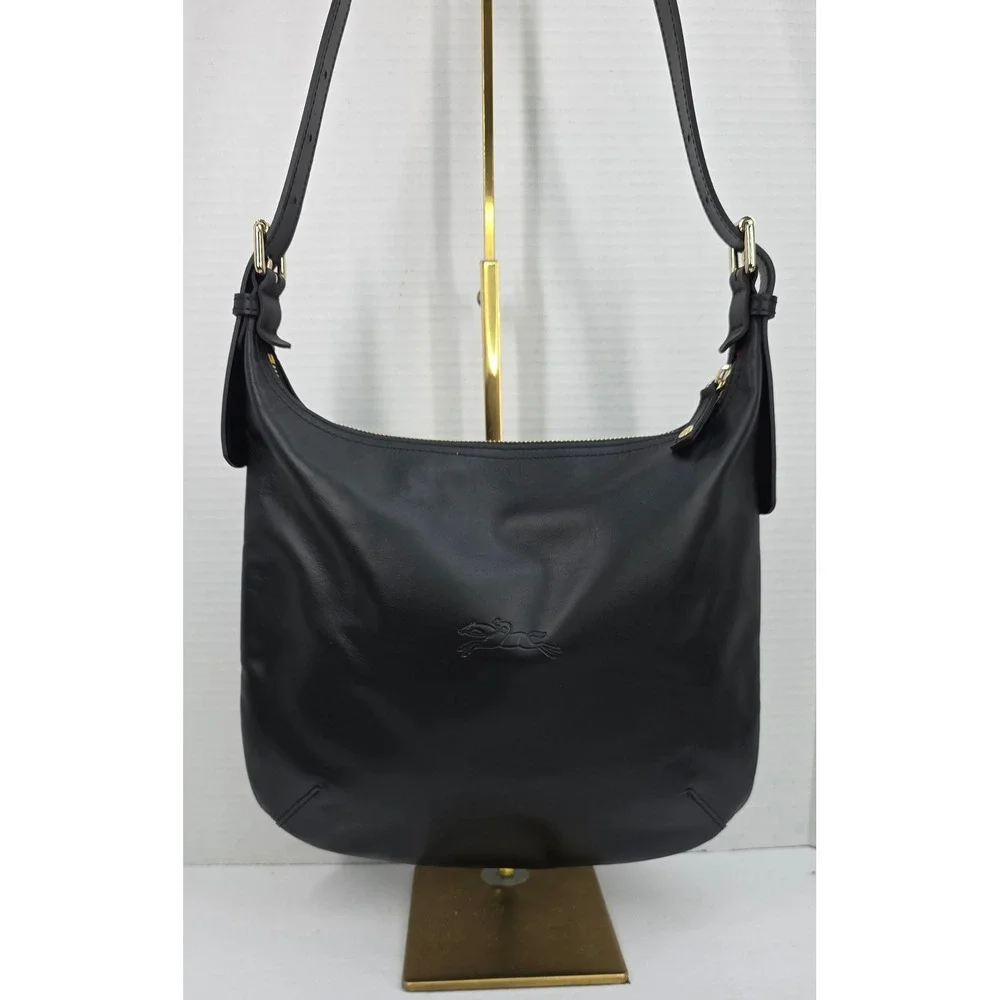 Longchamp Cavalcade Black Leather Crossbody Bag Gold Hardware L1325888 001 - Picture 2 of 8